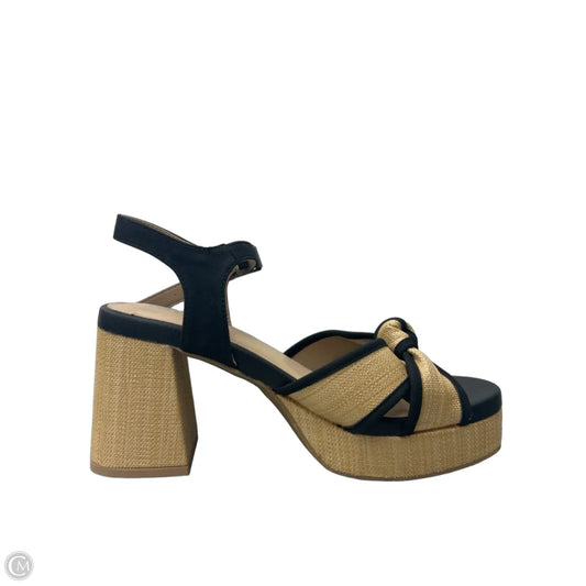 Sandals Heels Block By Mia In Black & Brown, Size: 8.5