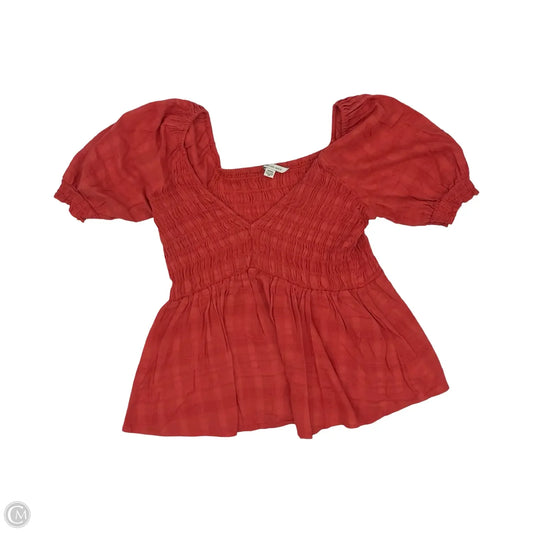 Blouse Short Sleeve By American Eagle In Orange, Size: M