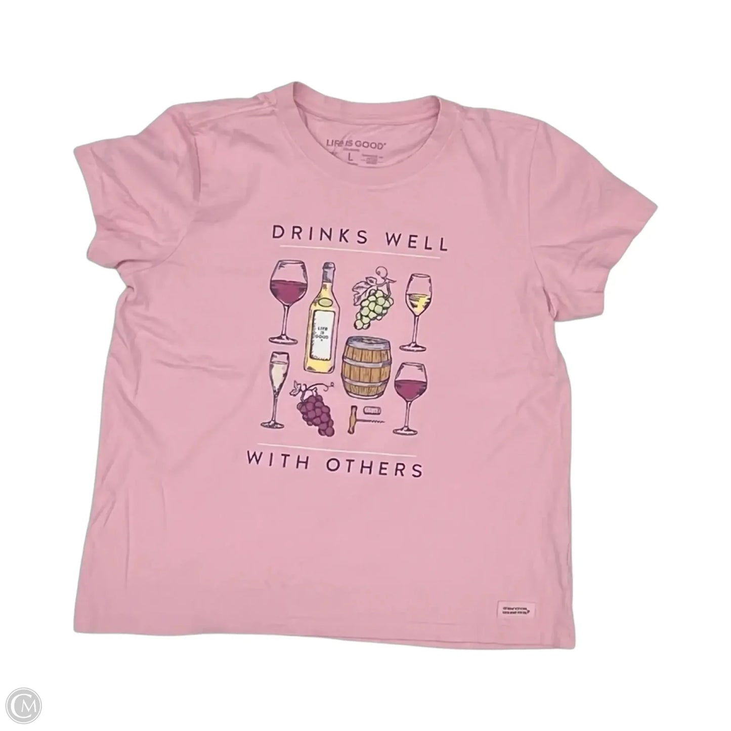 Top Short Sleeve By Life Is Good In Pink, Size: L
