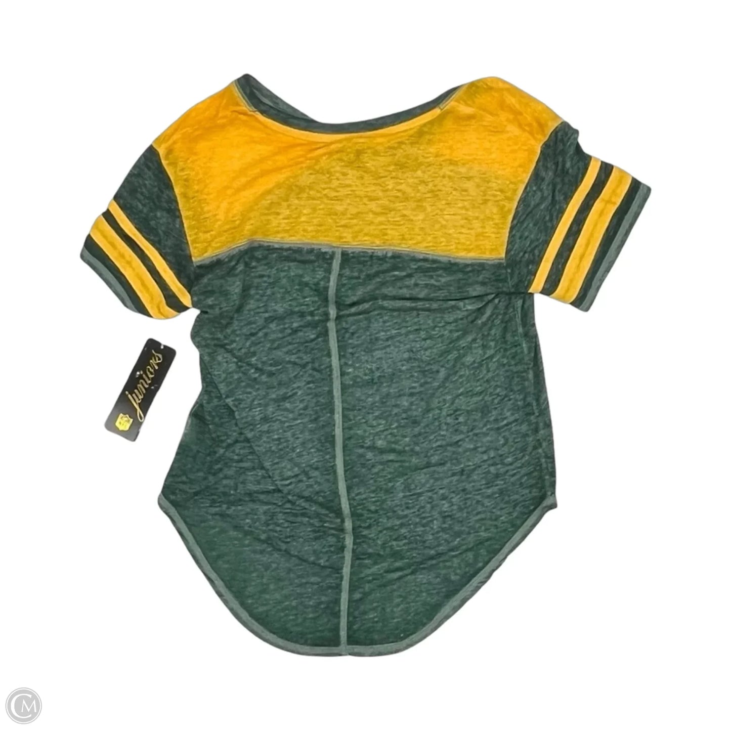 Athletic Top Short Sleeve By Nfl In Green & Yellow, Size: L