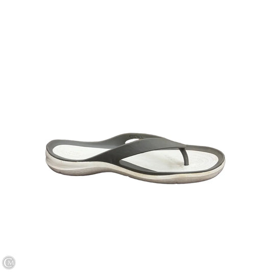 Sandals Flip Flops By Crocs In Grey, Size: 9