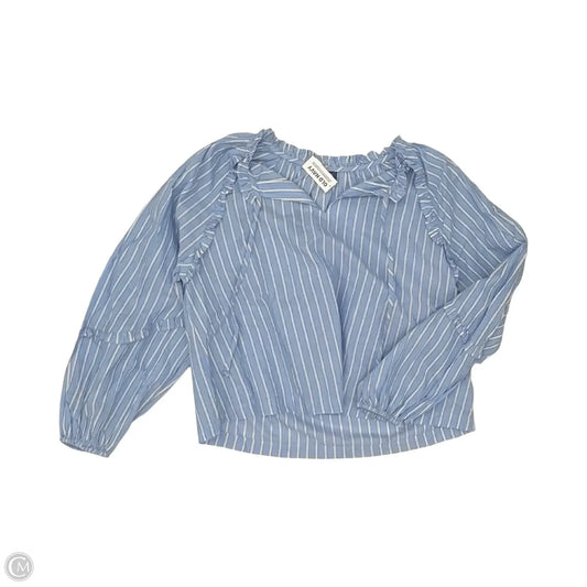 Blouse Long Sleeve By Old Navy In Blue & White, Size: M