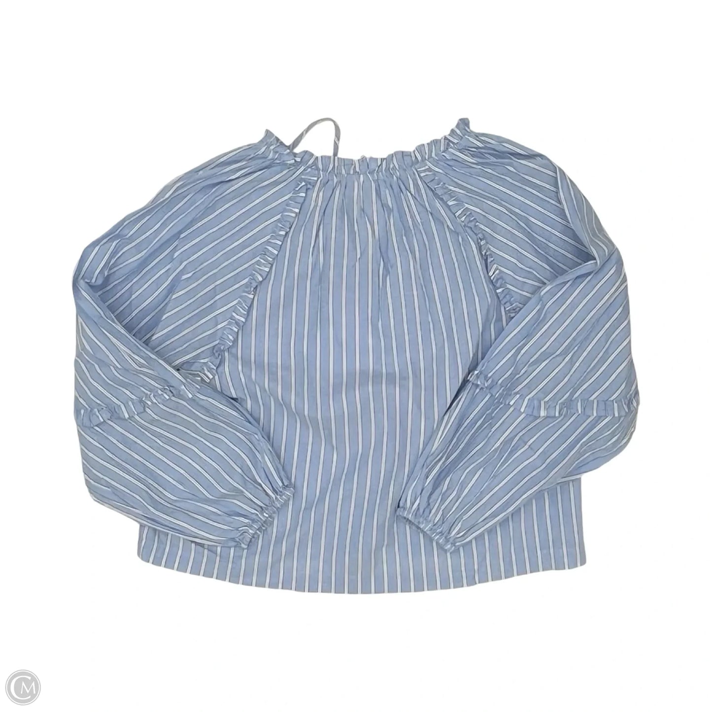 Blouse Long Sleeve By Old Navy In Blue & White, Size: M