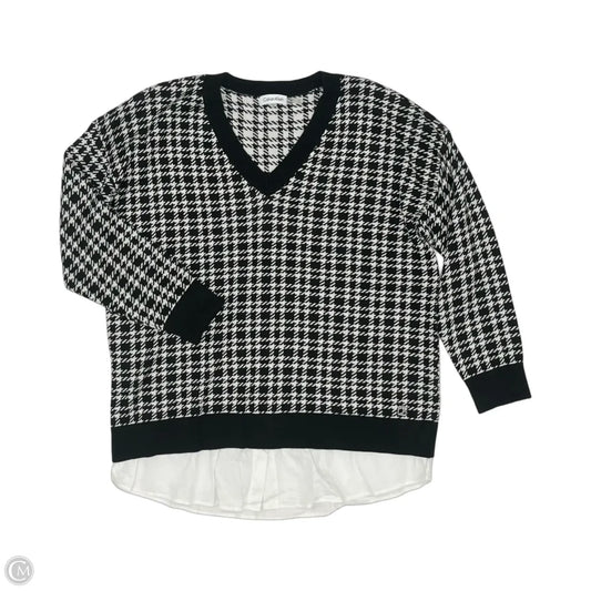 Sweater By Calvin Klein In Black & White, Size: Xl