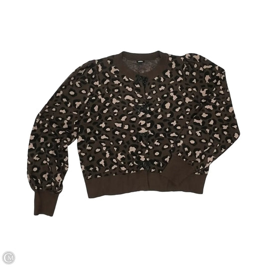 Sweater Cardigan By Express In Leopard Print, Size: Xl