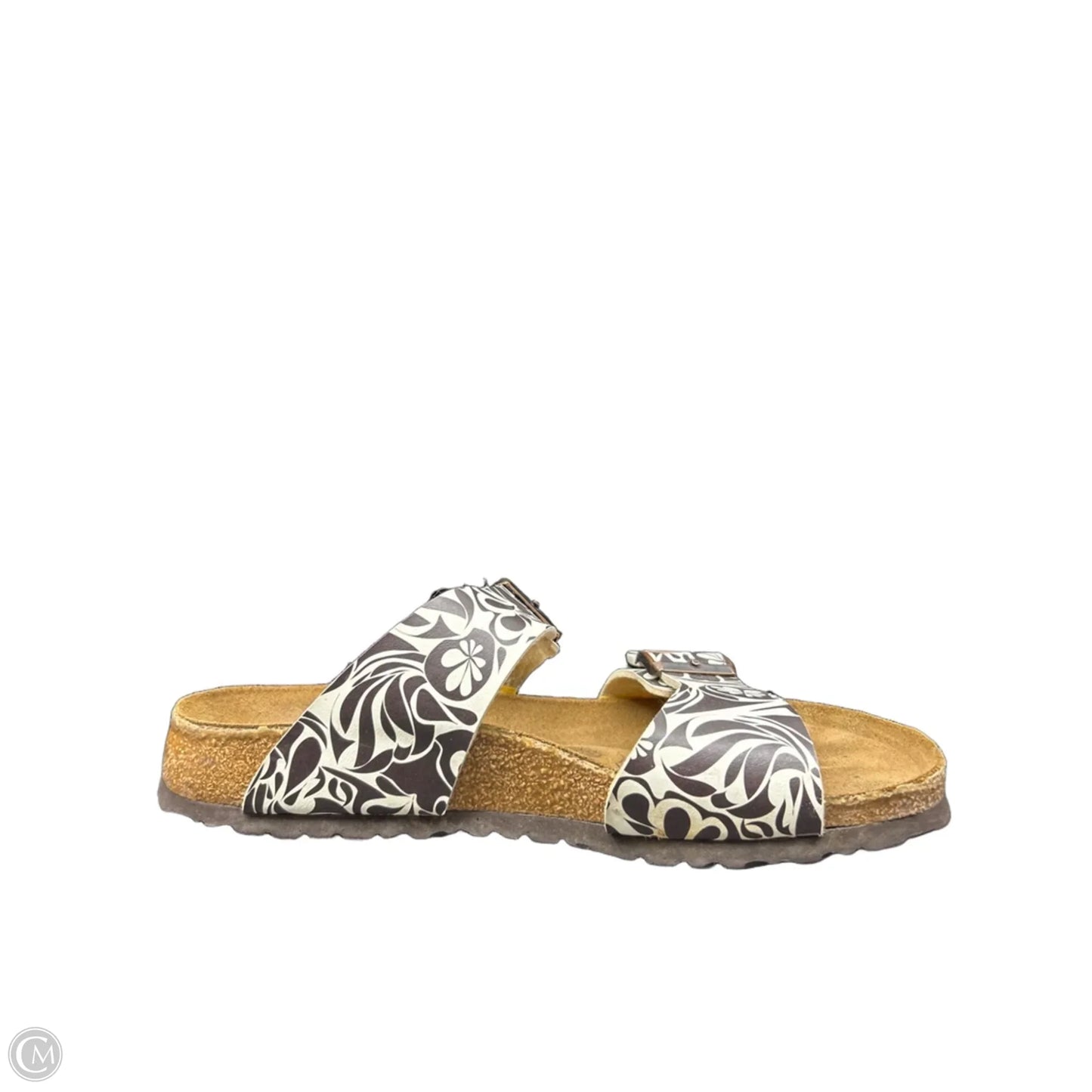 Sandals Flats By Birkenstock In Black & Cream, Size: 11
