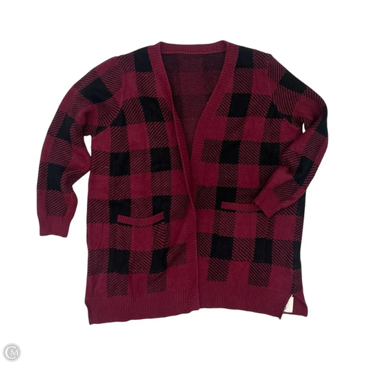 Sweater Cardigan By Bloomchic In Black & Red, Size: 1x