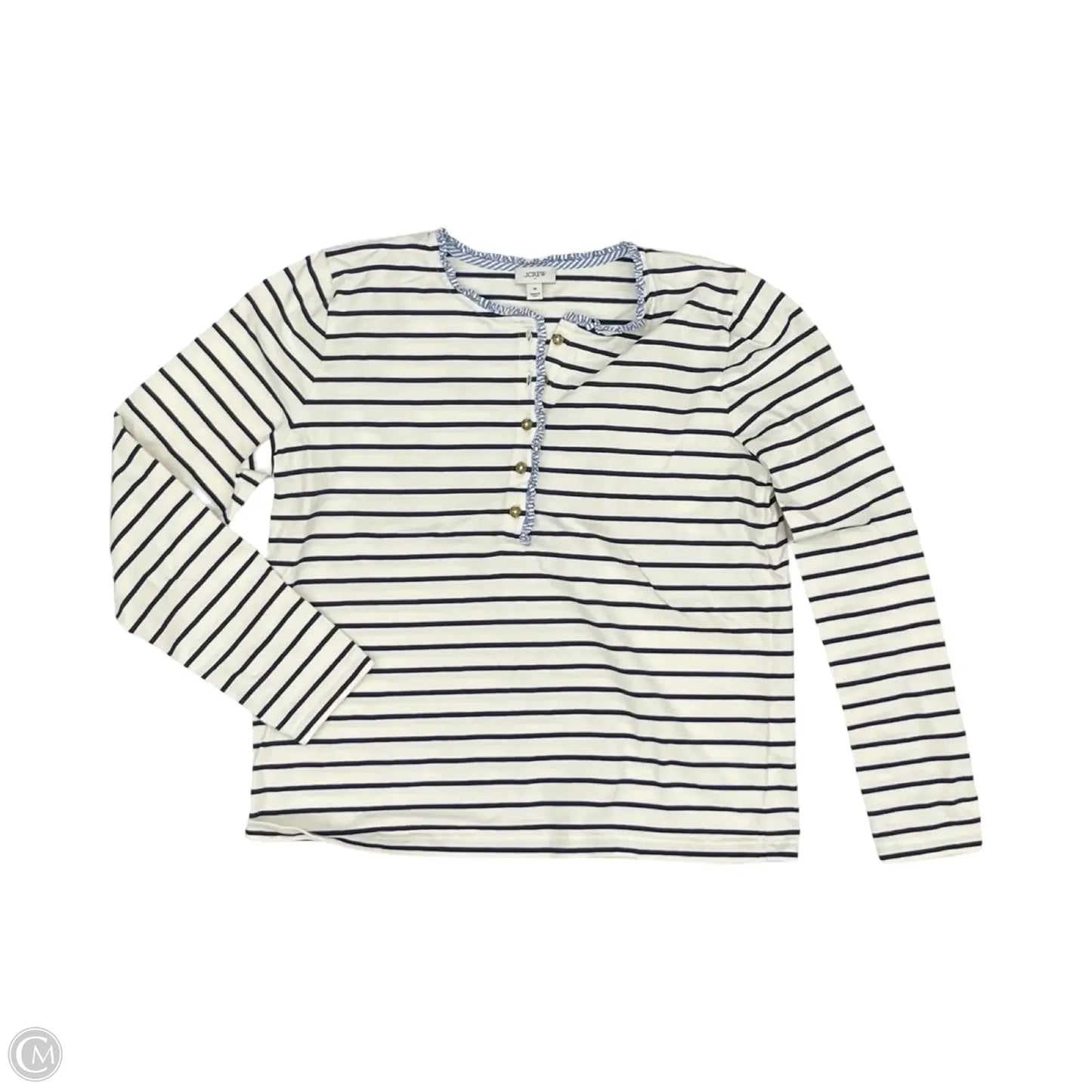 Top Long Sleeve By J. Crew In Blue & Cream, Size: M