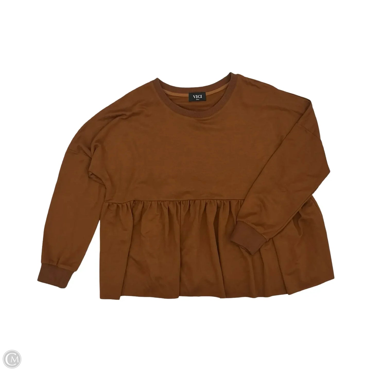Top Long Sleeve By Vici In Brown, Size: S