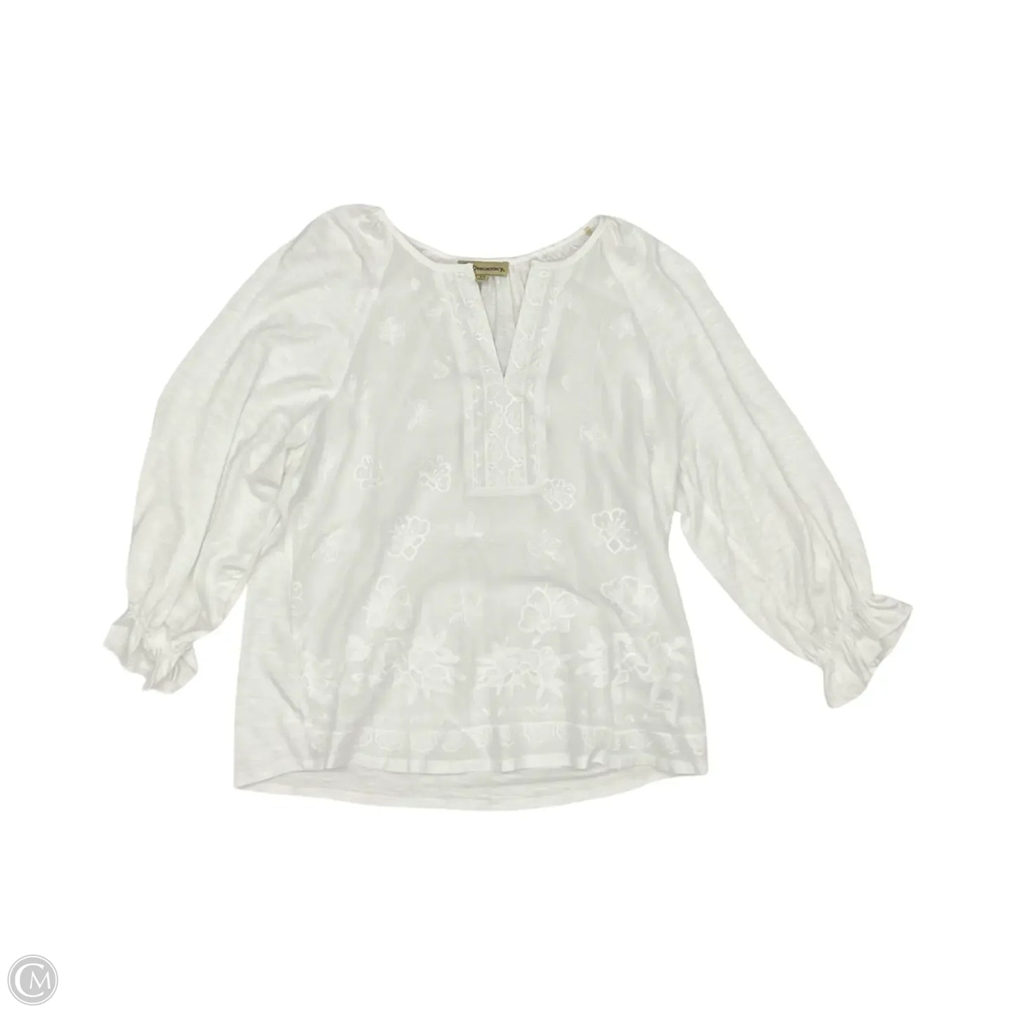Blouse 3/4 Sleeve By Democracy In White, Size: Xs