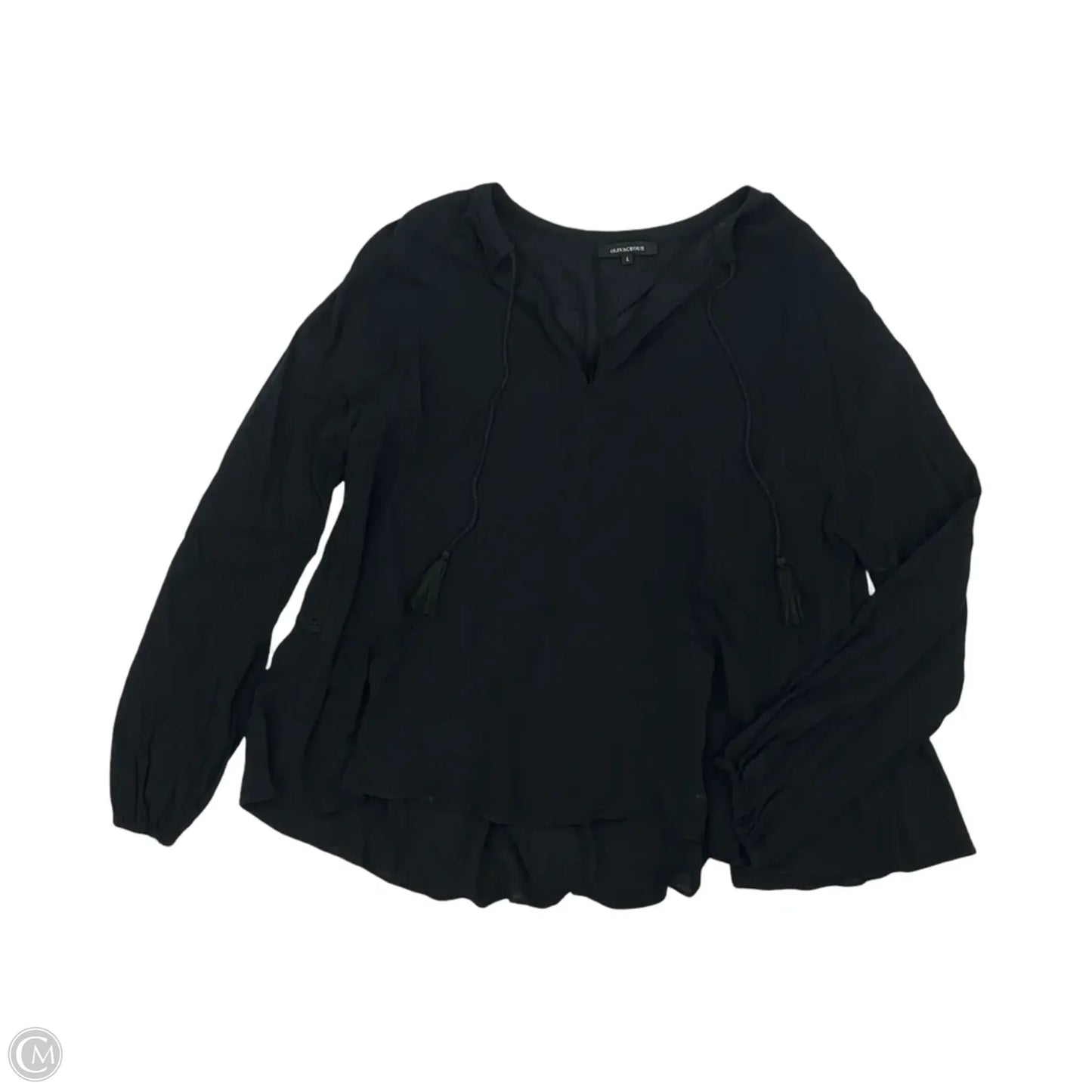 Blouse Long Sleeve By Olivaceous In Black, Size: L