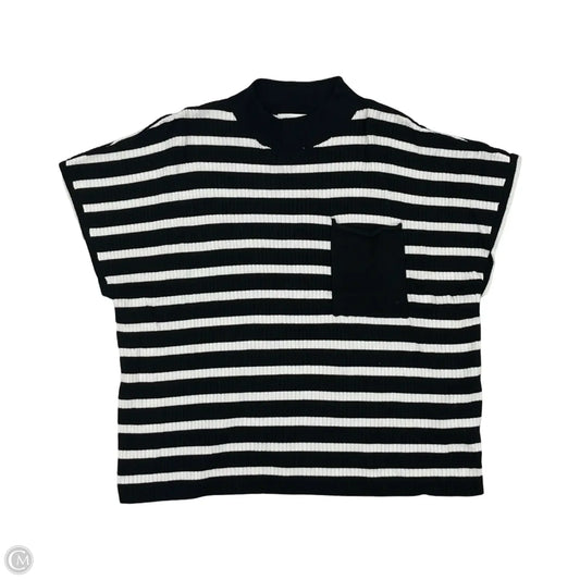Sweater Short Sleeve By Nine West In Black & Cream, Size: Xxl