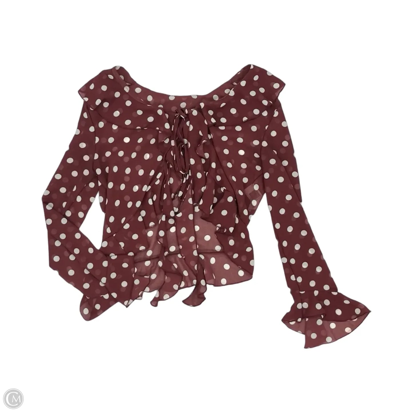 Blouse Long Sleeve By Cmf In Polkadot Pattern, Size: M
