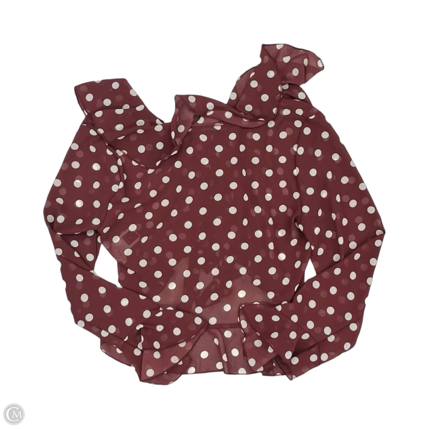 Blouse Long Sleeve By Cmf In Polkadot Pattern, Size: M