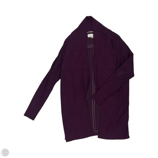 Sweater Cardigan By Calvin Klein In Purple, Size: M