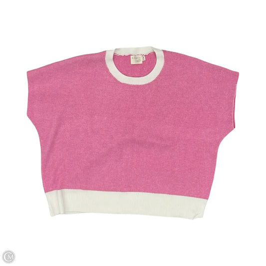 Sweater Short Sleeve By Dreamers In Cream & Pink, Size: M