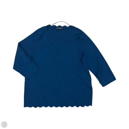 Sweater By Cable And Gauge In Blue, Size: 2x