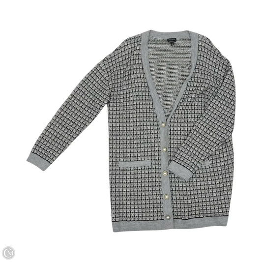 Sweater Cardigan By Talbots In Black & Grey, Size: L