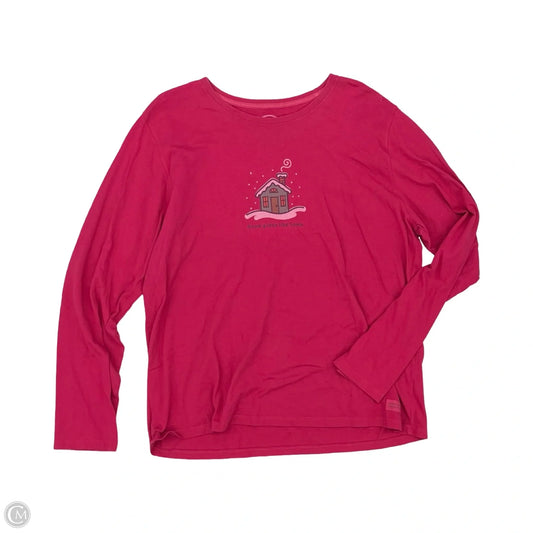 Top Long Sleeve By Life Is Good In Pink, Size: Xl