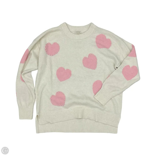 Sweater By Kate & Sam In Cream & Pink, Size: Xl