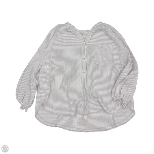 Blouse Long Sleeve By Aerie In Purple & White, Size: Xxl