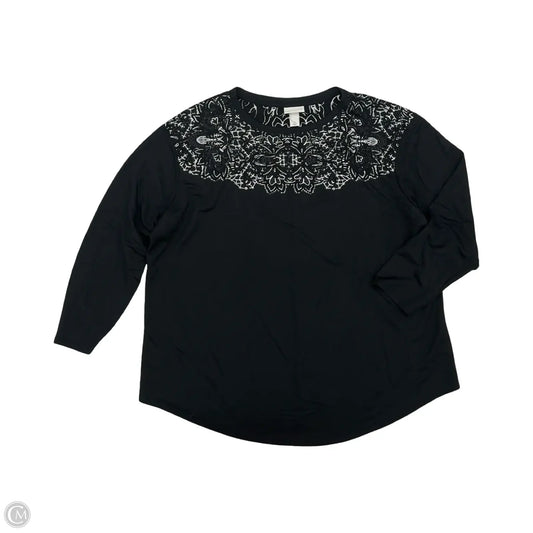 Top Long Sleeve By Ava & Viv In Black & Silver, Size: 1x