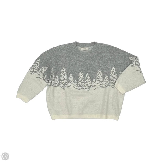 Sweater By Loft In Grey & White, Size: L