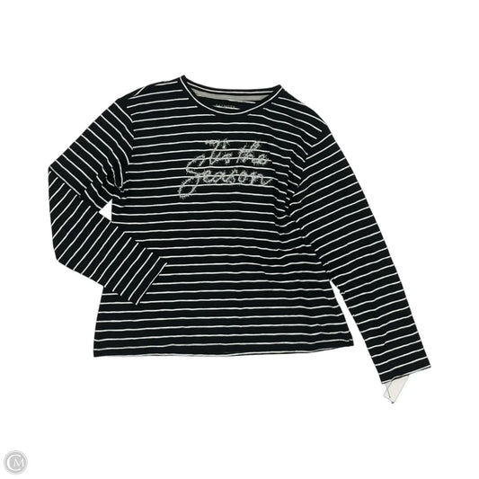 Top Long Sleeve By Talbots In Black & Cream, Size: Lp