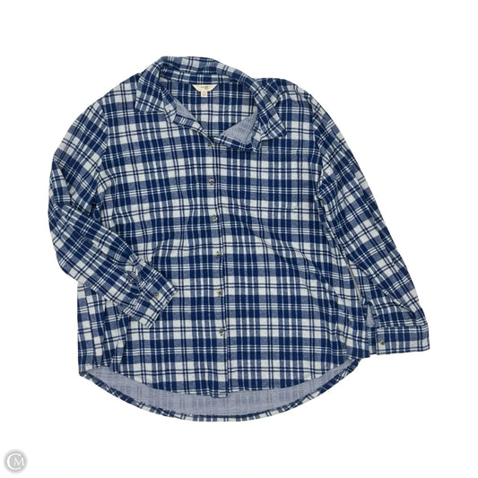 Top Long Sleeve By Terra & Sky In Blue & Cream, Size: 2x