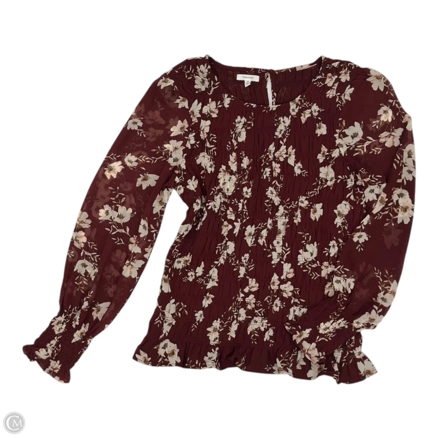 Blouse Long Sleeve By Maurices In Floral Print, Size: M