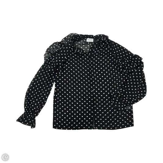 Blouse Long Sleeve By First Love In Polkadot Pattern, Size: L