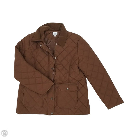 Jacket Puffer & Quilted By Time And Tru In Brown, Size: L