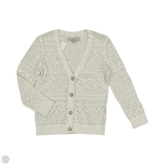Sweater Cardigan By Loft In White, Size: S