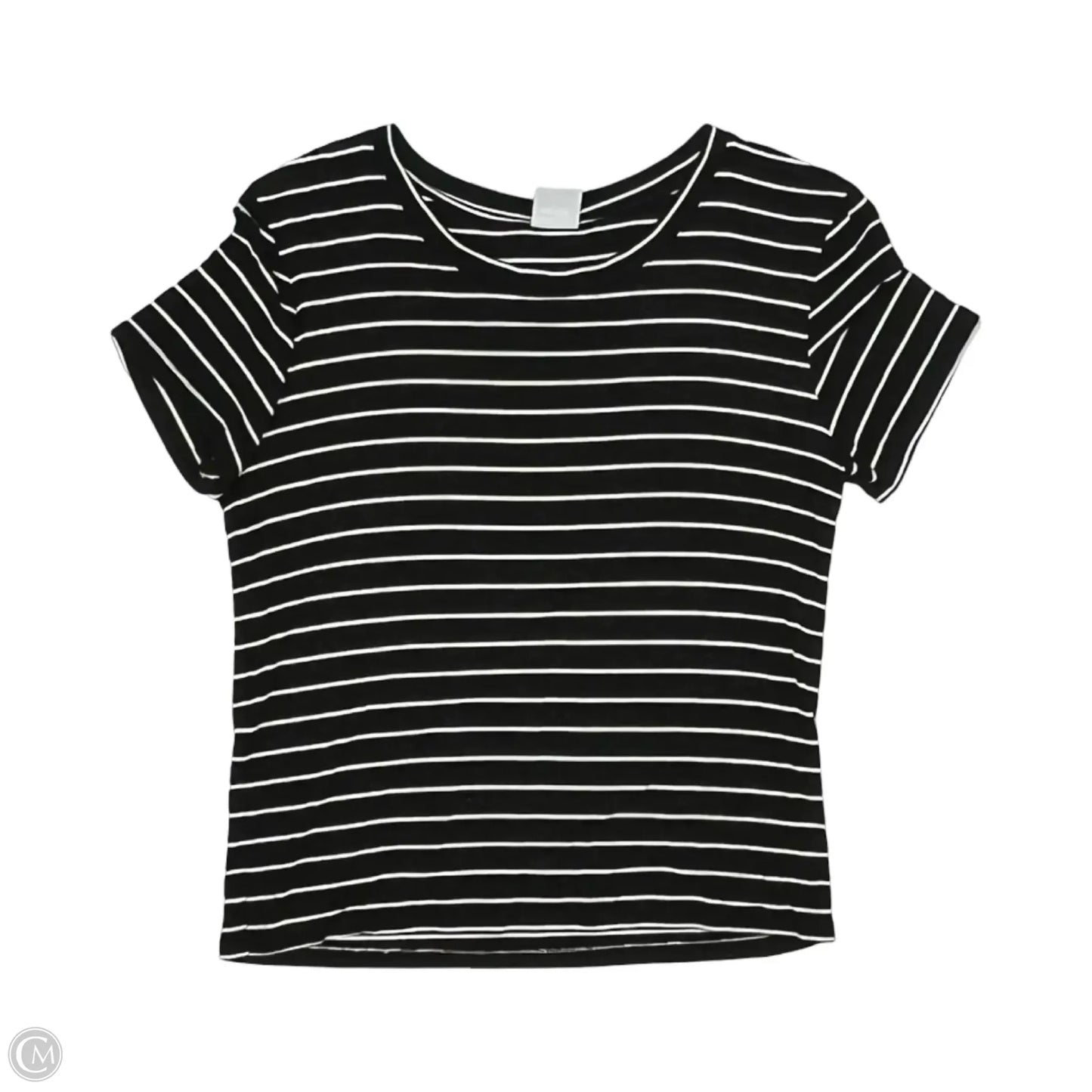 Top Short Sleeve By Clothes Mentor In Black & White, Size: M