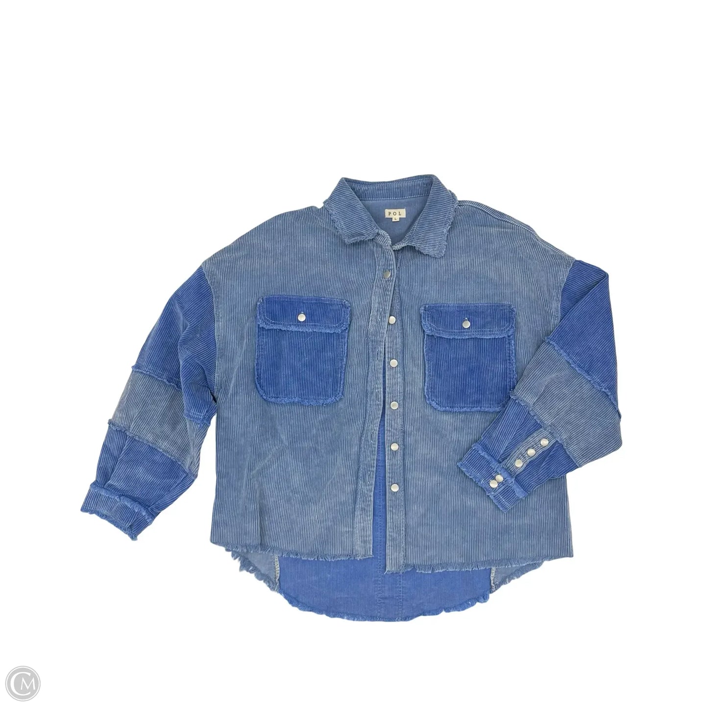 Jacket Shirt By Pol In Blue, Size: L