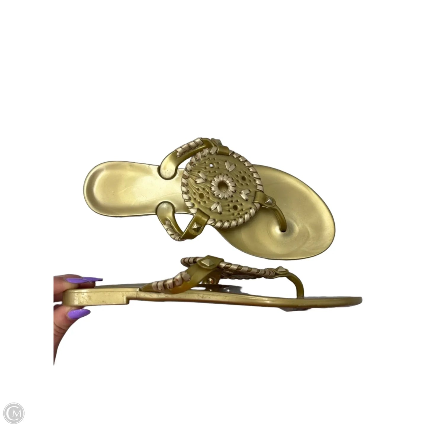 Sandals Flip Flops By Clothes Mentor In Gold, Size: 7