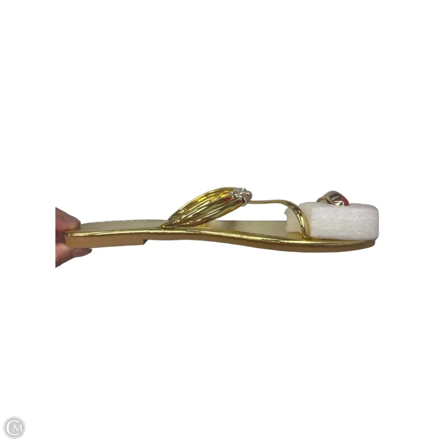 Sandals Flip Flops By Clothes Mentor In Gold, Size: 7.5