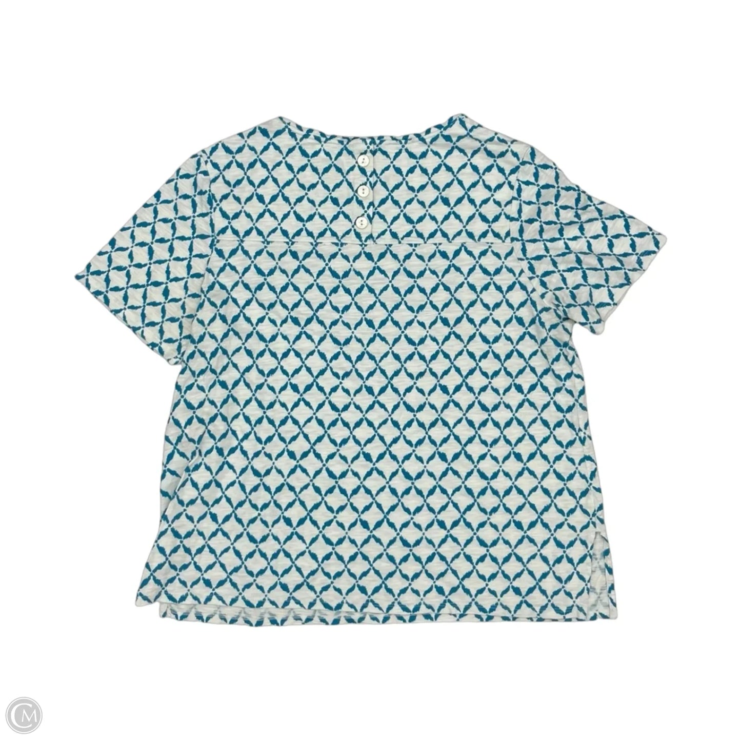 Top Short Sleeve By Chicos In Blue & White, Size: L