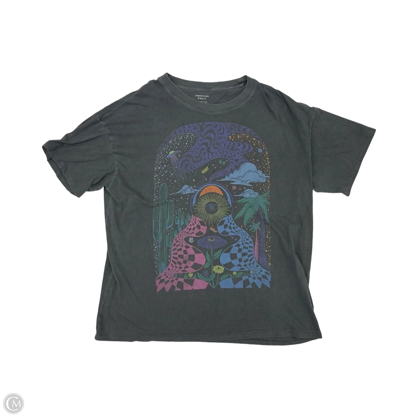 Top Short Sleeve By American Eagle In Grey, Size: L