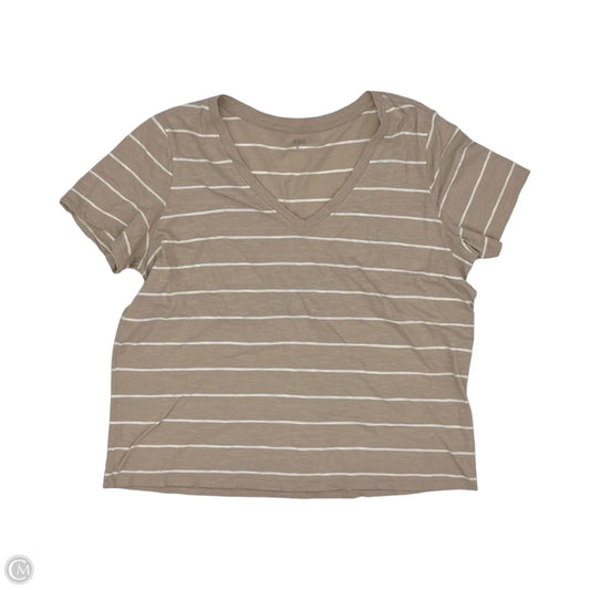 Top Short Sleeve By Ana In Tan & White, Size: Xl