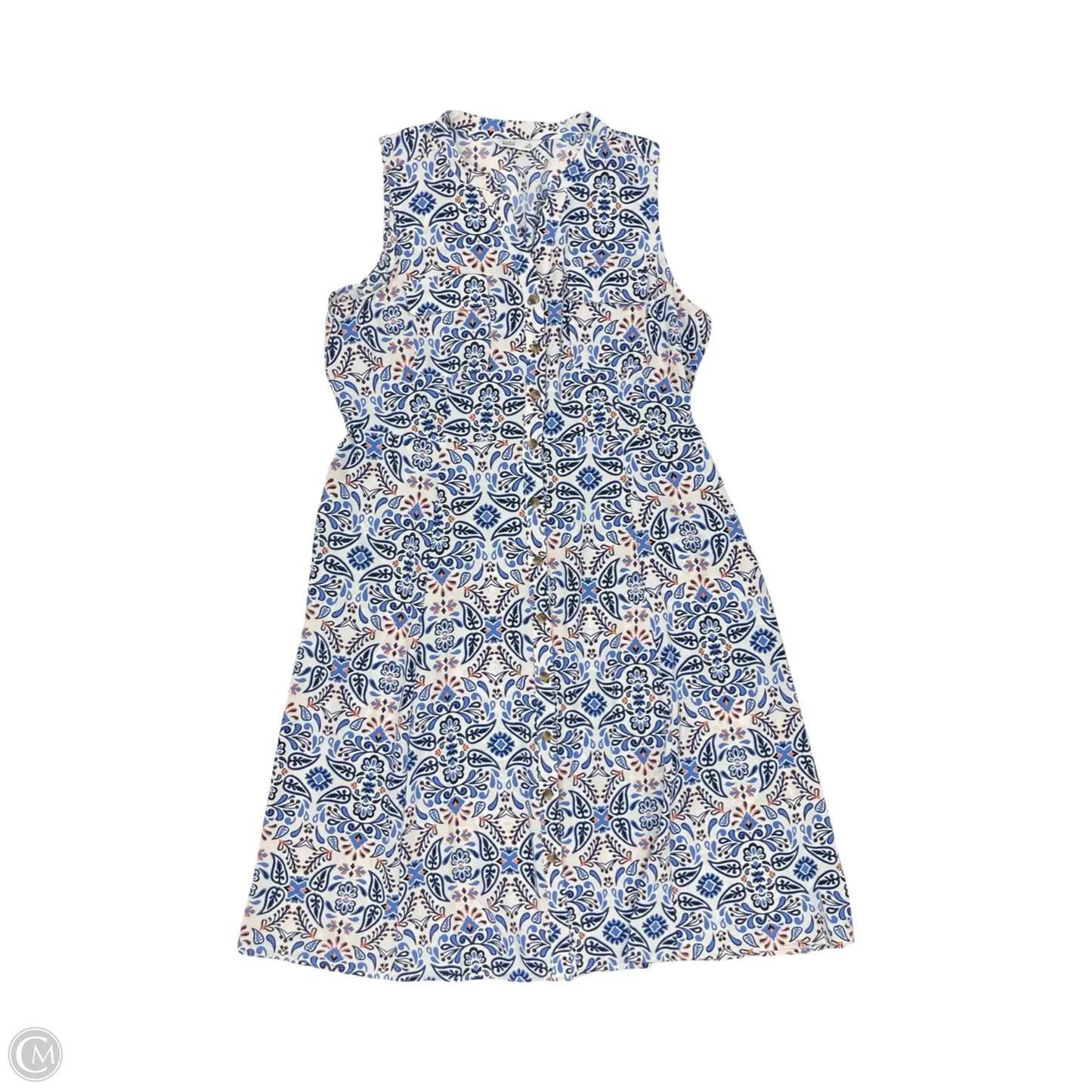 Dress Casual Midi By Croft And Barrow In Blue & White, Size: Xl