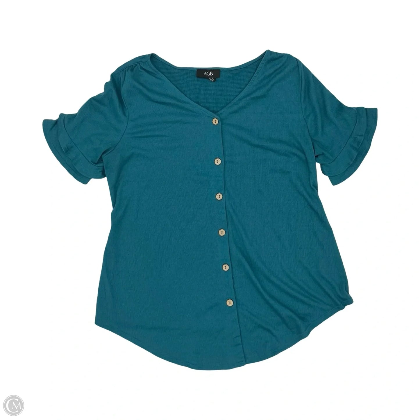 Top Short Sleeve By Agb In Teal, Size: L