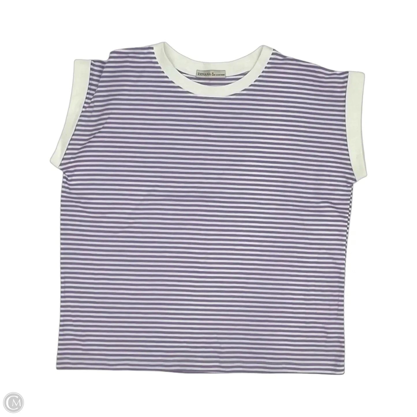 Top Sleeveless By Zenana In Purple & White, Size: M