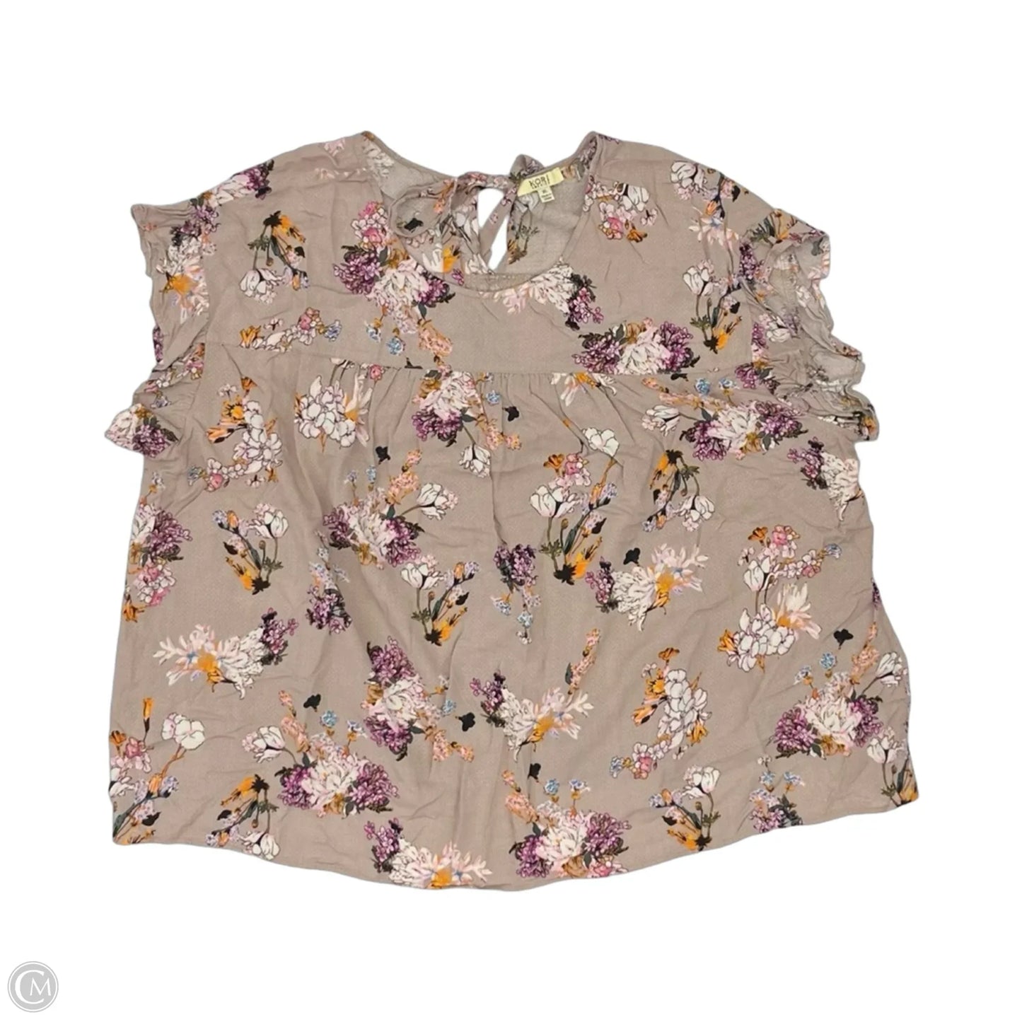 Blouse Short Sleeve By Kori America In Tan, Size: Xl