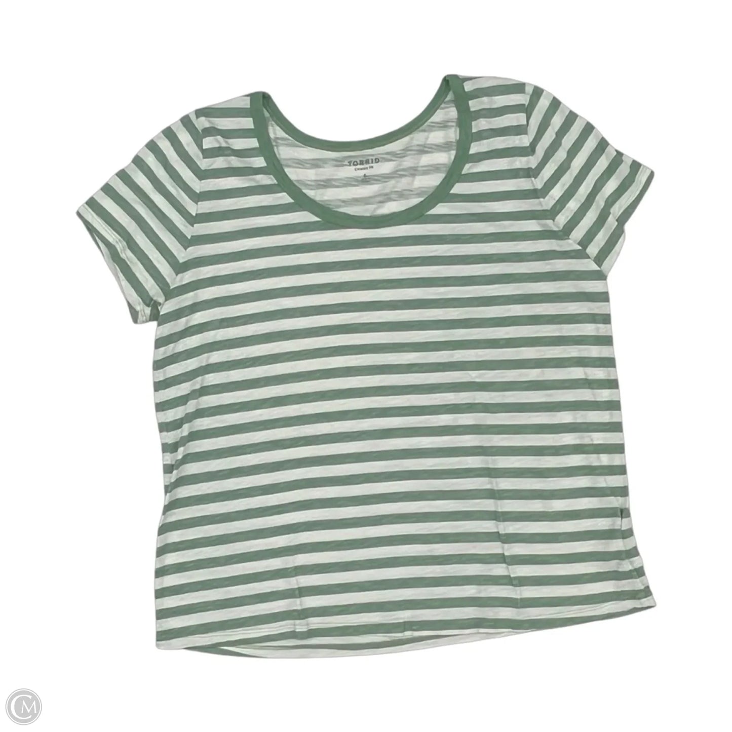 Top Short Sleeve By Torrid In Green & White, Size: L