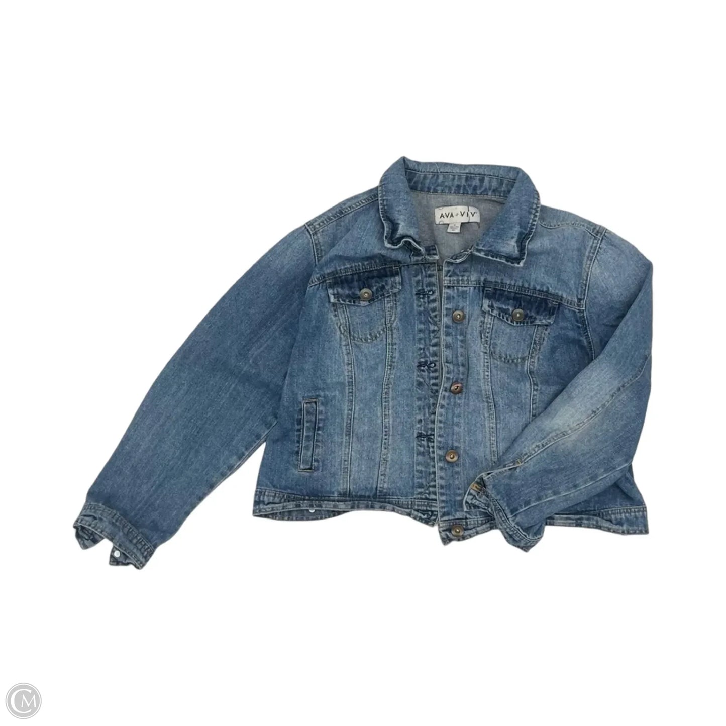 Jacket Denim By Ava & Viv In Blue Denim, Size: 1x