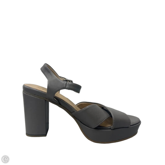 Sandals Heels Platform By Clothes Mentor In Grey, Size: 9.5