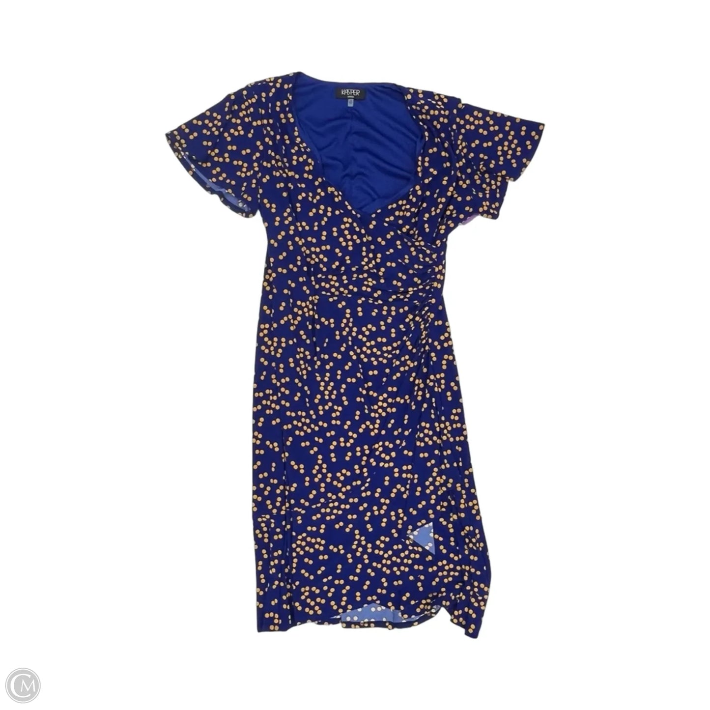 Dress Party Midi By Kasper In Blue & Yellow, Size: 1x