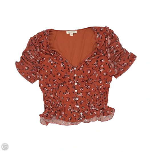 Blouse Short Sleeve By Moa Moa In Orange, Size: S