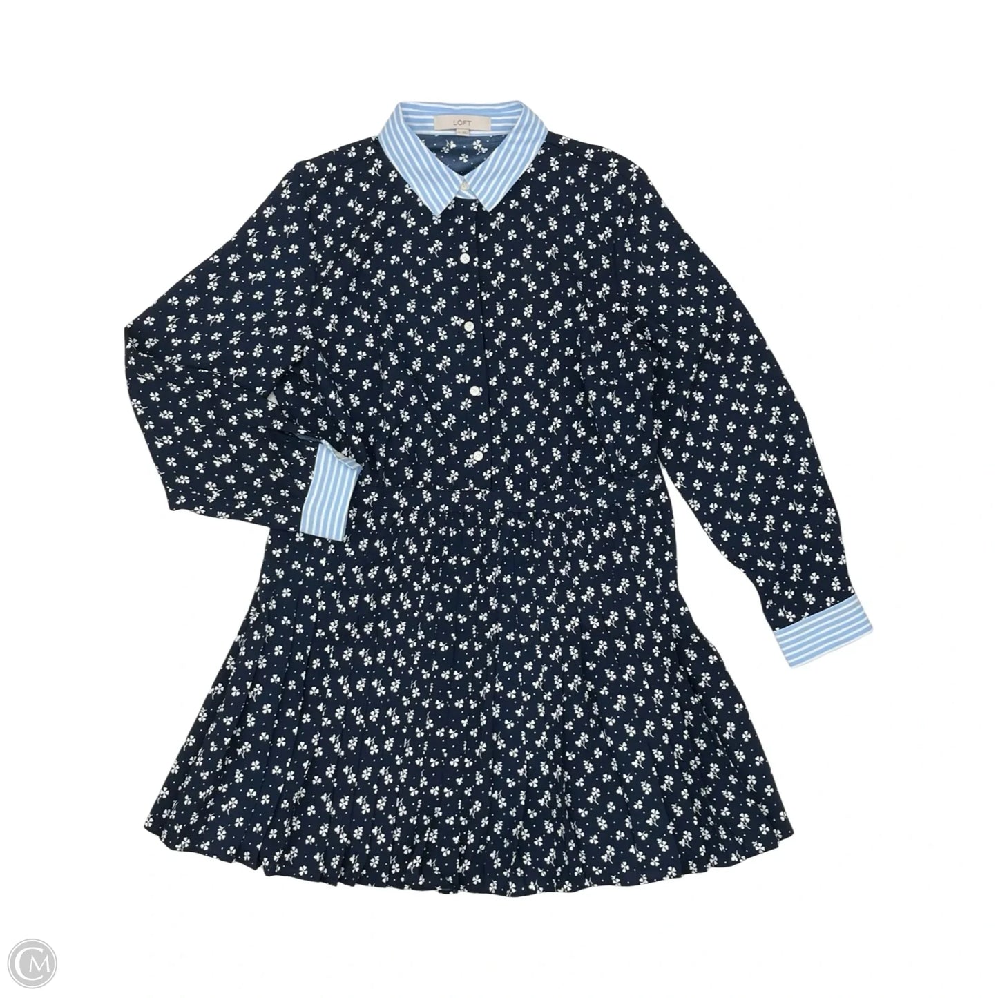 Dress Party Short By Loft In Blue & White, Size: 12